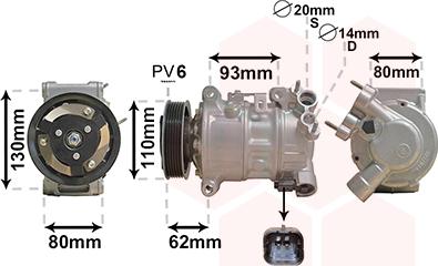 Van Wezel 0901K707 - Compressor, air conditioning autospares.lv