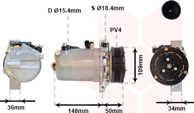 Van Wezel 0600K408 - Compressor, air conditioning autospares.lv