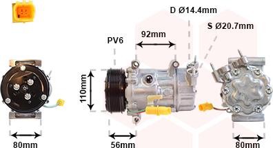 Van Wezel 0600K416 - Compressor, air conditioning autospares.lv