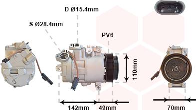 Van Wezel 0600K411 - Compressor, air conditioning autospares.lv