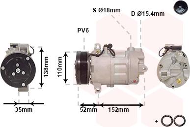 Van Wezel 0600K545 - Compressor, air conditioning autospares.lv