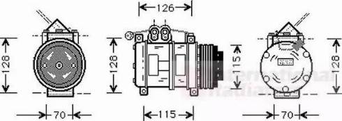 Van Wezel 0600K074 - Compressor, air conditioning autospares.lv