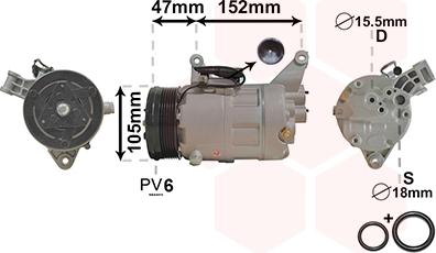 Van Wezel 0600K076 - Compressor, air conditioning autospares.lv