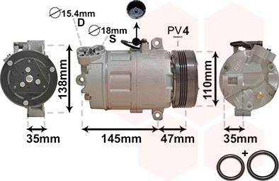 Van Wezel 0600K395 - Compressor, air conditioning autospares.lv