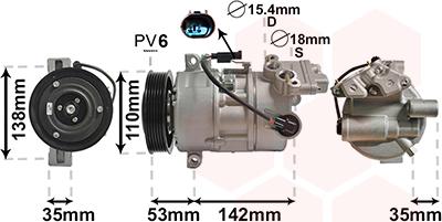 Van Wezel 0600K393 - Compressor, air conditioning autospares.lv