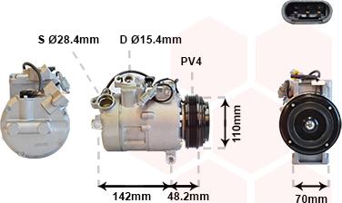 Van Wezel 0600K385 - Compressor, air conditioning autospares.lv