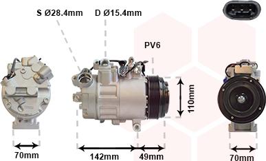 Van Wezel 0600K387 - Compressor, air conditioning autospares.lv