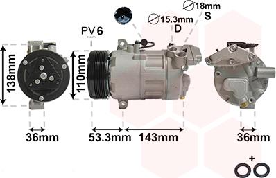 Van Wezel 0600K321 - Compressor, air conditioning autospares.lv