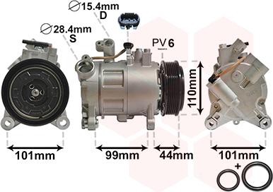 Van Wezel 0601K702 - Compressor, air conditioning autospares.lv