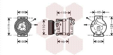 Van Wezel 0100K019 - Compressor, air conditioning autospares.lv