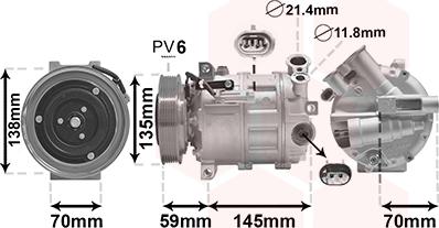 Van Wezel 0100K145 - Compressor, air conditioning autospares.lv