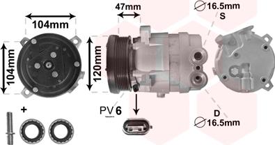 Van Wezel 0800K054 - Compressor, air conditioning autospares.lv