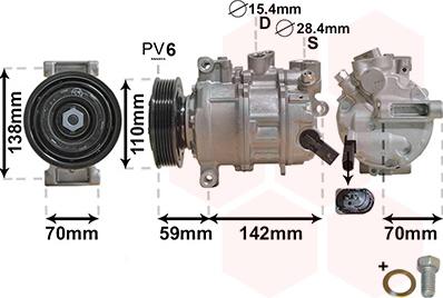 Van Wezel 0300K401 - Compressor, air conditioning autospares.lv