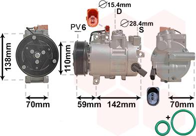 Van Wezel 0300K402 - Compressor, air conditioning autospares.lv