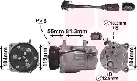 Van Wezel 0300K001 - Compressor, air conditioning autospares.lv