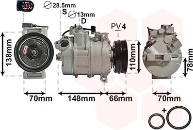 Van Wezel 0300K226 - Compressor, air conditioning autospares.lv