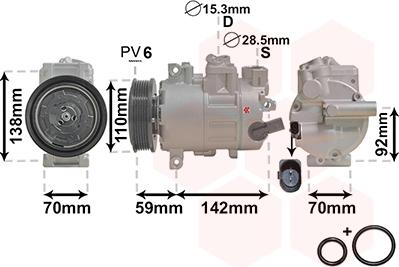 Van Wezel 0300K181 - Compressor, air conditioning autospares.lv