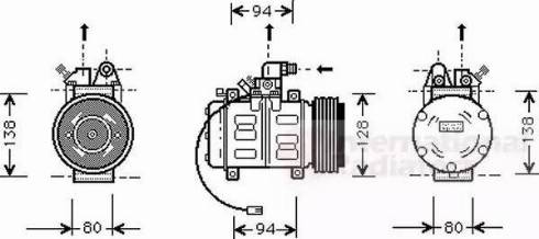 Van Wezel 0300K182 - Compressor, air conditioning autospares.lv