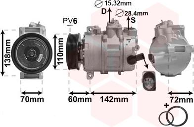 Van Wezel 0300K344 - Compressor, air conditioning autospares.lv