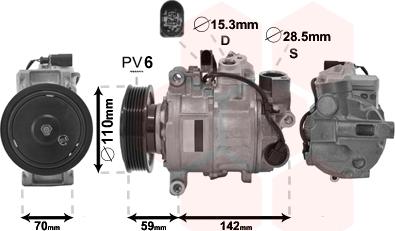 Van Wezel 0300K380 - Compressor, air conditioning autospares.lv