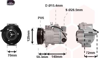 Van Wezel 0300K270 - Compressor, air conditioning autospares.lv