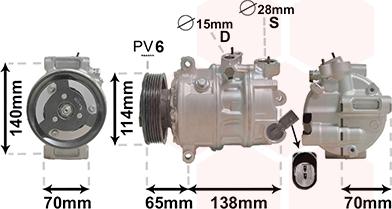 Van Wezel 0301K709 - Compressor, air conditioning autospares.lv