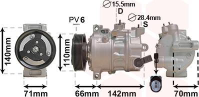 Van Wezel 0301K703 - Compressor, air conditioning autospares.lv