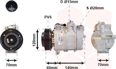 Van Wezel 0200K050 - Compressor, air conditioning autospares.lv