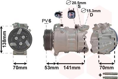 Van Wezel 0200K209 - Compressor, air conditioning autospares.lv