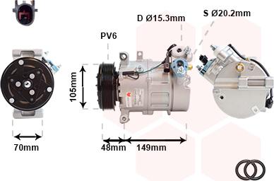 Van Wezel 0201K702 - Compressor, air conditioning autospares.lv