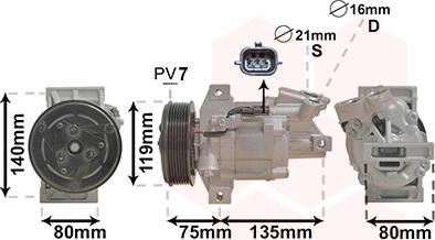 Van Wezel 1501K704 - Compressor, air conditioning autospares.lv