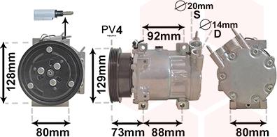 Van Wezel 1501K705 - Compressor, air conditioning autospares.lv