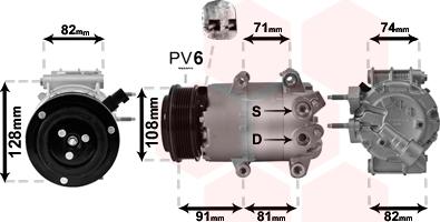 Van Wezel 1800K498 - Compressor, air conditioning autospares.lv