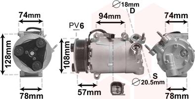 Van Wezel 1800K450 - Compressor, air conditioning autospares.lv