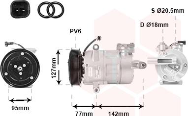 Van Wezel 1800K469 - Compressor, air conditioning autospares.lv