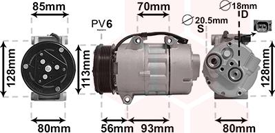 Van Wezel 1800K416 - Compressor, air conditioning autospares.lv