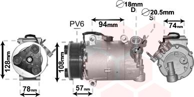 Van Wezel 1800K482 - Compressor, air conditioning autospares.lv