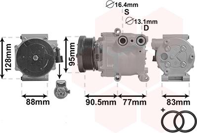 Van Wezel 1800K434 - Compressor, air conditioning autospares.lv