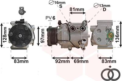 Van Wezel 1800K171 - Compressor, air conditioning autospares.lv