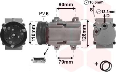 Van Wezel 1800K284 - Compressor, air conditioning autospares.lv