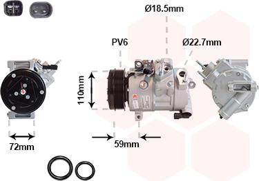 Van Wezel 1801K730 - Compressor, air conditioning autospares.lv