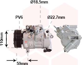 Van Wezel 1801K729 - Compressor, air conditioning autospares.lv