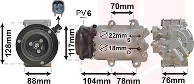 Van Wezel 1801K728 - Compressor, air conditioning autospares.lv