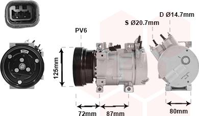 Van Wezel 1300K429 - Compressor, air conditioning autospares.lv