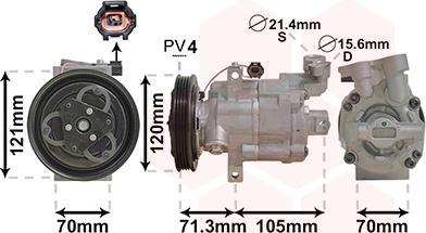 Van Wezel 1300K306 - Compressor, air conditioning autospares.lv