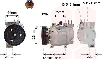 Van Wezel 1300K259 - Compressor, air conditioning autospares.lv