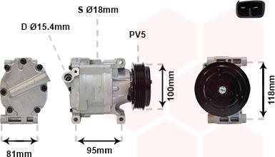 Van Wezel 1700K090 - Compressor, air conditioning autospares.lv