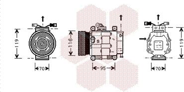 Van Wezel 1700K081 - Compressor, air conditioning autospares.lv