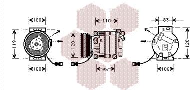 Van Wezel 1700K034 - Compressor, air conditioning autospares.lv