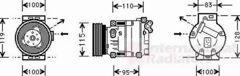 Van Wezel 1700K033 - Compressor, air conditioning autospares.lv